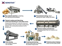Ligne de production automatique de flocons et de poudre de pommes de terre de 1000 kg, machine de transformation de la farine de pommes de terre