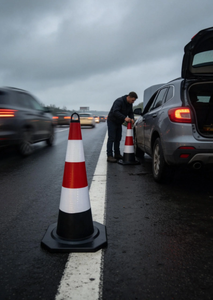 Cône de signalisation routière robuste de 35 pouces, 7 lb, en PEHD, réflecteur prismatique haute intensité, lumière stable, indice de protection IP68, noir - Product Image 3
