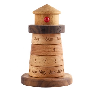 Calendrier créatif en bois rotatif en forme <span class=keywords><strong>de</strong></span> <span class=keywords><strong>phare</strong></span>, blocs <span class=keywords><strong>de</strong></span> construction en bois massif, cadeau <span class=keywords><strong>de</strong></span> fêtes pour la décoration intérieure, présentoir <span class=keywords><strong>de</strong></span> bureau, jouets à empiler - Product Image 1