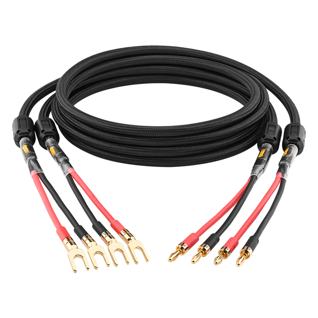 HIFI Speaker Cable OFC Wire Core with Gold-plated Banana Plug Y Plug MALE-MALE Power Amplifier Mixer Speaker Audio Cable