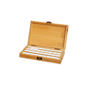 Bandeja de paleta de pintura de acuarela de bambú Caja de paleta de pintura de <span class=keywords><strong>madera</strong></span> con rejillas de media Sartenes para acuarela - Product Image 1