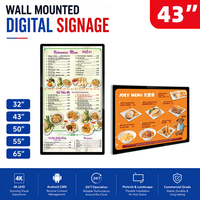 Afficheur publicitaire numérique LCD KINGONE OEM 32 43 50 55 65 pouces à fixation murale, menu numérique Android