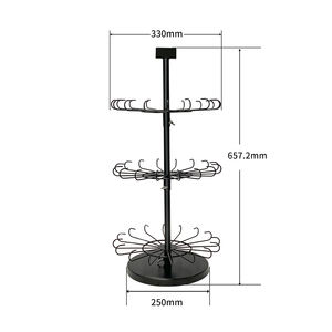 Necklace and Bracelet Organizer Stand Heavy Duty Adjustable Three Tier Counter <strong>Top</strong> Spinner Display Stand, Black - Product Image 4