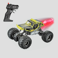 Voiture RC tout-terrain HTL à l'échelle 1:14 avec pulvérisation de brume et lumières LED, véhicule télécommandé 27 MHz pour garçons