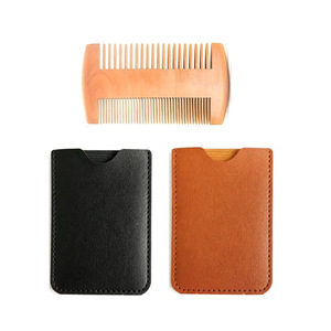Peigne personnalisé en bois de poirier couleur naturelle, à dents fines, double face, brosse à barbe, outil de toilettage, manche en bois écologique - Product Image 1
