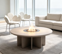 Table de feu ronde moderne au gaz naturel pour les occasions sociales en extérieur, dans les jardins et sur les terrasses