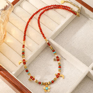 Collar de Ágata Roja Novedades 2026, Collar de Piedras Naturales con Cuentas, Collar con Colgante de Caballo Animal Único, Cadena de Acero Inoxidable - Product Image 2