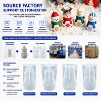 Nouveau moule en silicone 3D Bonhomme de neige avec écharpe pour bougies d'aromathérapie DIY de Noël et ornements en plâtre faits main, compatible four