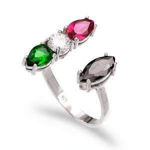 Colorful Stone Adjustable <b>Ring</b> Wedding Adjustable <b>Ring</b> Wholesale 925 Silver Sterling Jewelry - Product Image 2