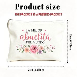 Pochette cosmétique et de toilette espagnole avec fermeture éclair, cadeau de voyage compact pour maman - Sac cadeau tendance pour - Product Image 3