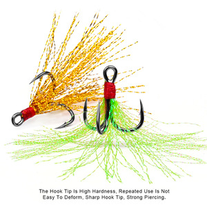 Anzuelos triples <span class=keywords><strong>de</strong></span> pesca Super <span class=keywords><strong>Fluke</strong></span> <span class=keywords><strong>de</strong></span> acero <span class=keywords><strong>de</strong></span> alto carbono 2 #4 #6 #8 #10 # FTK con cuero a granel - Product Image 5