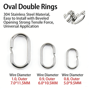 Spinpoler Anneaux de raccordement ovales doubles en acier inoxydable pour leurres, connecteurs pour leurres durs et souples, accessoires de pêche - Product Image 2