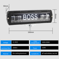 Barre lumineuse LED rectangulaire, lampe de travail pour grille, 32W, 12-24V, étanche, pour camion, SUV, moto, pare-chocs avant