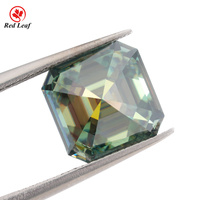 Moissanite bleu-vert de haute qualité Redleaf VVS, pierre précieuse en forme carrée, avec certificat GRA Moissanite Diamond