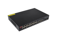 Switch Ethernet POE Gigabit de 16 Puertos con 4 Puertos de Enlace Ascendente RJ45 Gigabit y 2 Puertos SFP de 1000M, Sin Administración, 48V 300W, Detección Inteligente