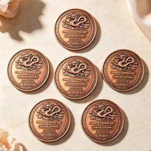 Medalla de cobre de 1 onza con acabado antiguo y grabado en ambos lados, patrón de dragón chino, lingote de cobre coleccionable para colección de aficionados. - Product Image 6
