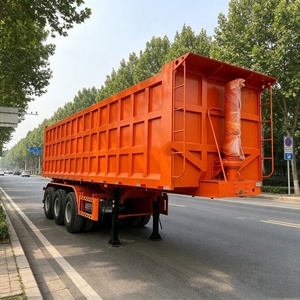 Semi-<span class=keywords><strong>remorque</strong></span> benne tri-essieux économique avec plancher sur mesure résistant à l'usure pour la logistique des fosses à sable et des terrains de gravier - Product Image 2