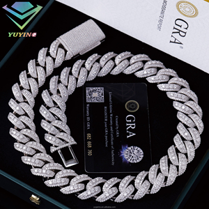 Hot sale raised cuban link chain Gold plated 925 sterling <b>silver</b> diamond Pass diamond tester VVS moissanite GRA certificate Gift - Product Image 1