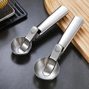 HENGCW WholsaleKitchen Accesorios Gadgets Bola de nieve de acero inoxidable Patata Helado Cuchara de metal con gatillo Cubo de hielo Herramientas - Product Image 2