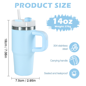 Nuevo Vaso Térmico Infantil de 12oz con Pajita Abatible Antiderrames, para Sublimación, Diseño Macaron, con Asa, para Niños, para Viajes - Product Image 2