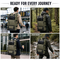 Fabricant de sacs à dos de voyage grande capacité OEM ODM, sac à dos extensible 58L pour ordinateur portable avec compartiment à chaussures et poche antivol