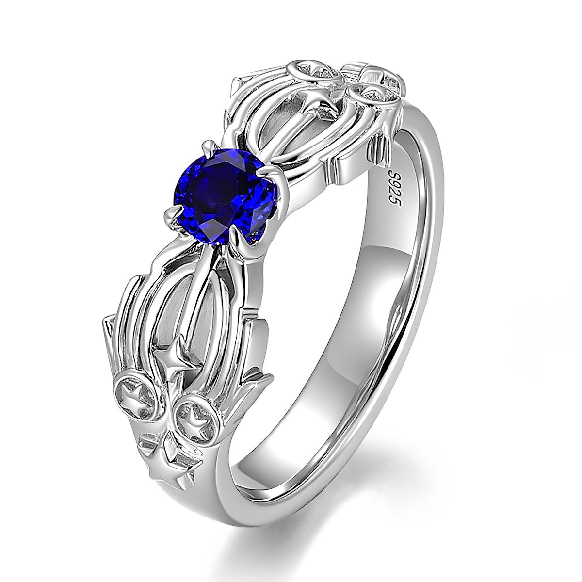 Bague en or massif 14 carats avec pierre de laboratoire.