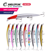 Leurres durs personnalisés Minnow 184mm 24.5g, leurres de pêche Minnow avec yeux 3D, corps de leurre ABS, Minnow coulant pour la pêche depuis le rivage et la pêche en berge