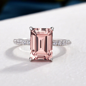 Sgarit Fine Jewelry Factory 14K Anillo de oro Joyería 3ct Corte Esmeralda Pink Morganite Anillo Joyería fina Anillos de piedras preciosas naturales - Product Image 1