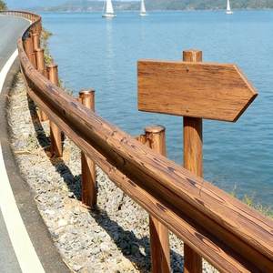 Barrera de Seguridad Vial de Acero con Diseño de Viga en W con Aspecto de Madera, Barrera de Protección para Carreteras con Reflectores Prismáticos de Alta Intensidad para Tráfico - Product Image 2