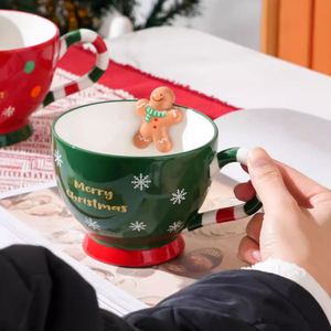 Taza de Cerámica Creativa con Diseño de Hombre de Jengibre Navideño, Taza de Agua <span class=keywords><strong>para</strong></span> Cereales y <span class=keywords><strong>Desayuno</strong></span> - Product Image 3