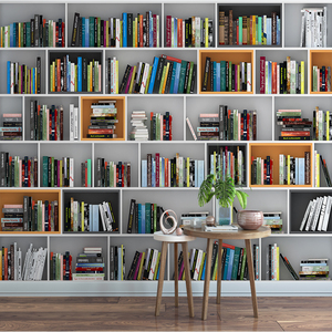 Moderne Wandtapete zum Abziehen und Aufkleben, wasserdicht, selbstklebend, 3D-Bücherregal-Libroszenen-Motiv, große Wandtapete, 3D-Heimtapete - Product Image 4