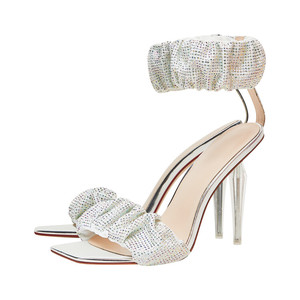 <span class=keywords><strong>Scarpe</strong></span> <span class=keywords><strong>da</strong></span> Sposa Eleganti e alla Moda, Tacchi Alti Argento Brillante per Donne e Ragazze - Product Image 3