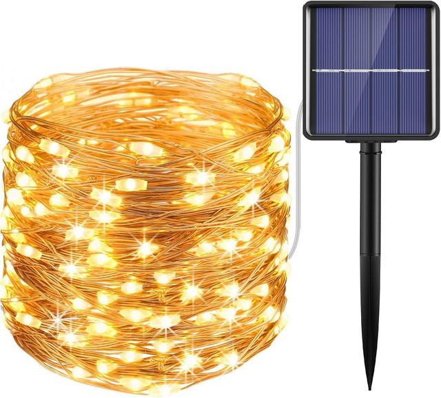 Solar LED Fairy Lights Copper Wires Garden Party Christmas Warm White String Outdoor Waterproof  Copper Solar LED String Light