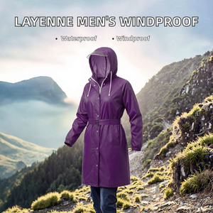 Women's Waterproof Raincoat Hooded Windbreaker <b>Coat</b> with <b>Clear</b> Visor Belted Long Sleeve Outdoor Weather Shield - Product Image 2