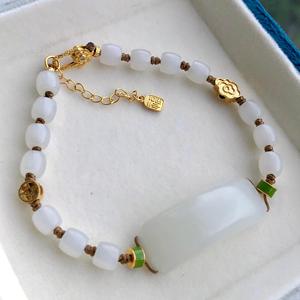 Natural Hetian Jade <b>Beaded</b> <b>Bracelet</b> & Necklace Series Multi-Gemstone Oriental Lucky Jewelry For Women Gift - Product Image 1