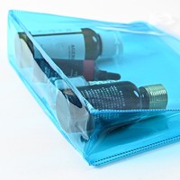 Pochette cosmétique en PVC transparente, pochette en plastique PVC personnalisée, pochette autoportante