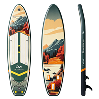 Planche à pagaie gonflable haut de gamme 11 pieds x 33 pouces avec coussin de pont crème et pompe à aileron, SUP BLUEWAYS Scenic Wilderness pour les aventures en plein air