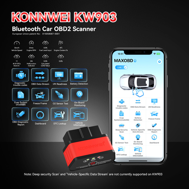 Upgraded KW903 for 40/50 Car Fitment Various 12V Car Models Automotive Engine Fault Diagnostic Tool Scanner