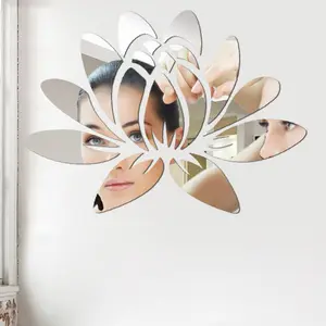Lotus selbstklebender 3d-Spiegel-Wandaufkleber 35 x 25 cm Hintergrund-Spiegel-Aufkleber