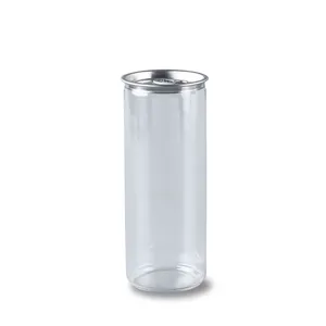 無料サンプル250ml 330ml 500ml PETストレートチューブ飲料プラスチック缶カスタム透明ハニーウォーターボトル