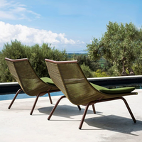 Fauteuil à bascule d'extérieur avec table basse de balcon, chaise longue de jardin, canapé paresseux nordique en rotin pour adulte