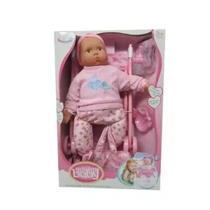Mainan Dioperasikan dengan Baterai, Boneka Bayi 18 Inci dengan Suara dan Troli