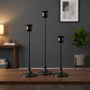 <b>Black</b> Iron Handmade Luxury Taper Candle Holder Set Vintage <b>Candlestick</b> Stands Decorative Centerpiece for Wedding Home Decor - Product Image 2
