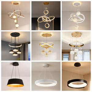 Anello cerchio Led <span class=keywords><strong>luce</strong></span> ciondolo alla moda e bella sala da pranzo a LED <span class=keywords><strong>luce</strong></span> del ciondolo camera da letto d'oro negozio acrilico lampadario a Led - Product Image 4