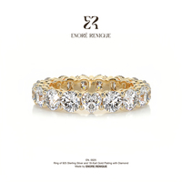 Bagues fines en argent sterling 925 plaqué or 14 carats, avec moissanite VVS, en forme de cœur et de cercle, pour femme
