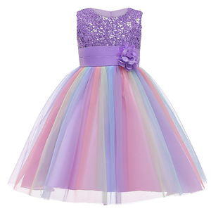 Robe en maille arc-en-ciel à paillettes sans manches pour petite fille, la moins chère, pour mariage ou fête - Product Image 3