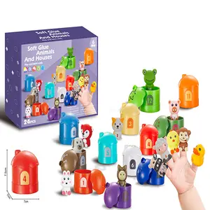 Animal Matching Houses Children Play Rubber Finger Puppets Enlightenment Holiday Rubber Finger Puppet Set