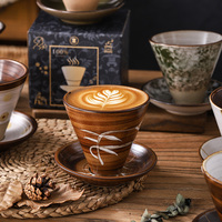Set cangkir teh kopi keramik buatan tangan Jepang dengan piring gaya antik untuk dekorasi hadiah kafe rumah