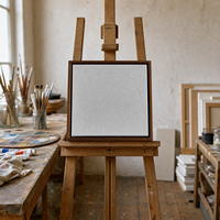 Cadre flottant en bois foncé 30x30cm, toile de coton et lin vierge 420 GSM tendue et prête à accrocher pour la peinture, vente en gros