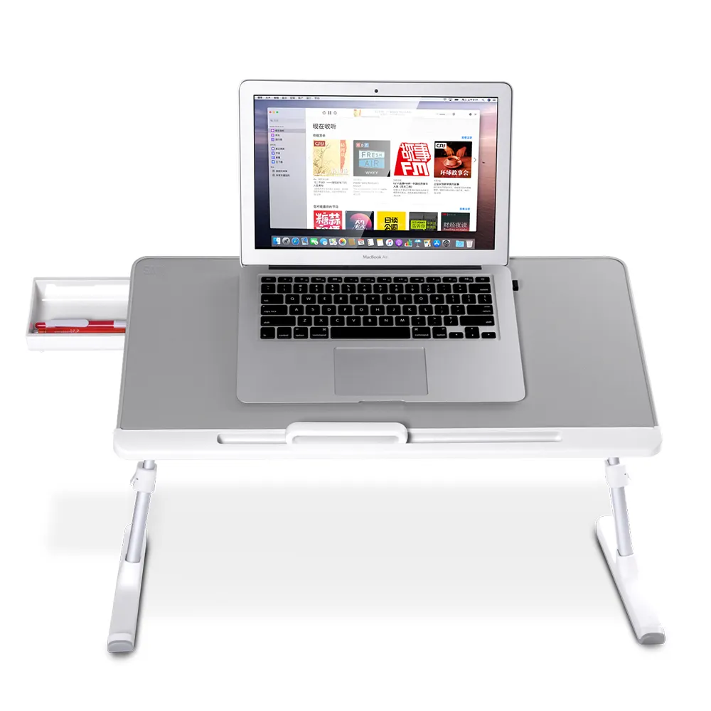 Nieuwe Lederen Anti-Slip Draagbare Vouwen Verstelbare Laptop Bureau Notebook Table Stand Tray Stand Voor Slaapbank